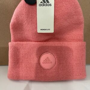 Adidas Women's Wide Cuff 2 Fold Semi Pink Spark Knit Beanie Hat IV3013 OSFA New